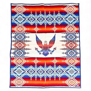Vintage Pendleton Wool Throw Blanket 62X76” Chief Seelatsee Yakima Eagle Vintage